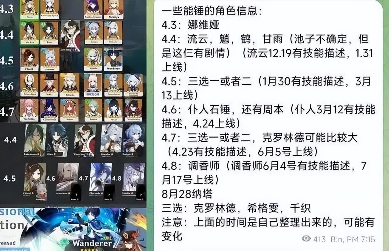 原神4.4卡池角色有什么（原神4.4版本up池最新爆料）
